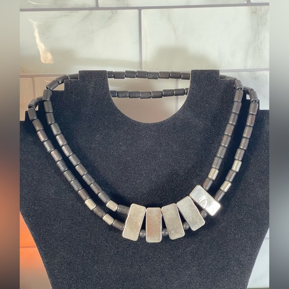 Aarikka Stella Vintage Wood Bead and Silver Toned Metal Bead Necklace - Picture 8 of 9